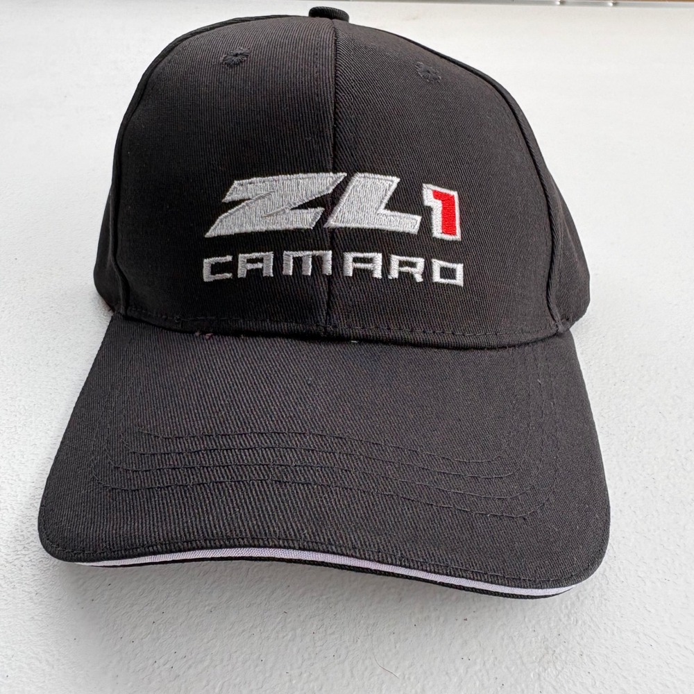 Camaro ZL1 Black Embroidered Baseball Hat Adjustable Brass‎ Buckle Chevy Cap